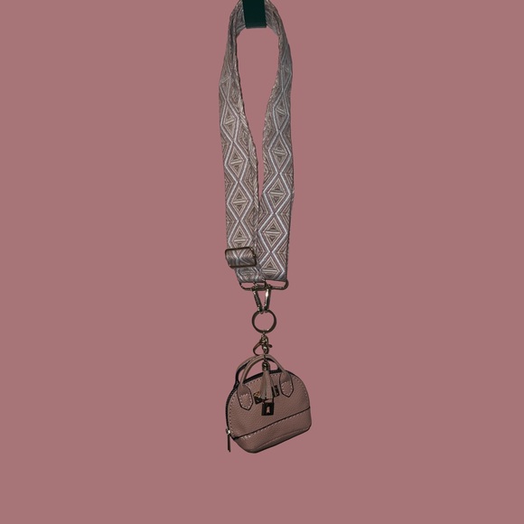 Handbags - Elegant Tan Mini Bag with Patterned Strap